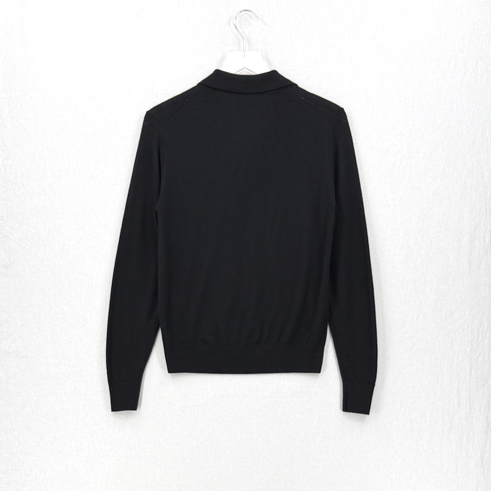 Uniqlo Polo Sweater Women Extra Small Black Wool Long Sleeve Knit Top - Picture 3 of 13